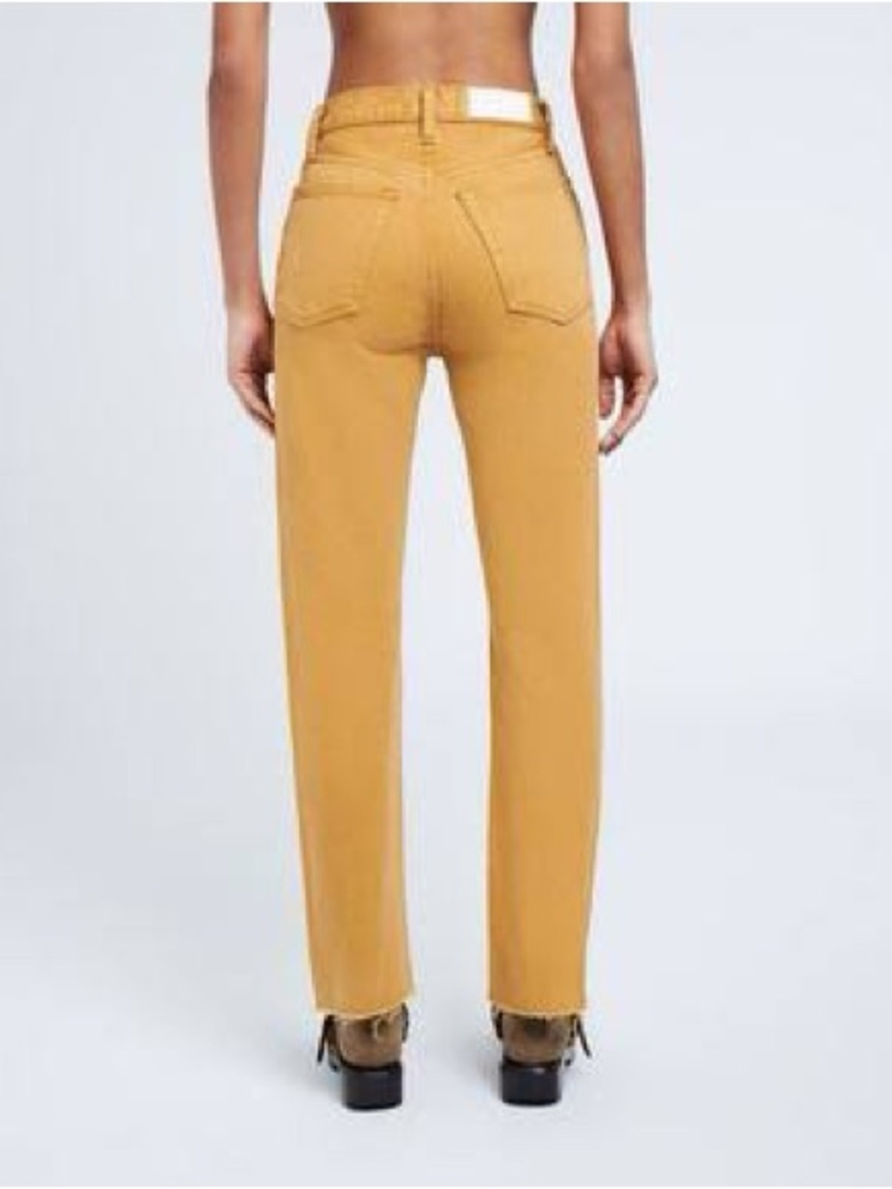 Re/Done Mustard Yellow Women’s Fringe Hem Jeans 25